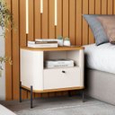 Ver imagem 2 de Mesa de Cabeceira Curva 1 Gaveta e 1 Nicho Pés e Puxadores em Metal 45cm Tucupí