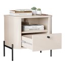 Ver imagem 6 de Mesa de Cabeceira Curva Gaveta 1 Nicho Pés e Puxadores em Metal 45cm Tucupí Bege Offwhite/Preto