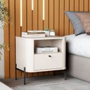 Ver imagem 2 de Mesa de Cabeceira Curva 1 Gaveta e 1 Nicho Pés e Puxadores em Metal 45cm Tucupí