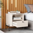 Ver imagem 5 de Mesa de Cabeceira Curva 1 Gaveta e 1 Nicho Pés e Puxadores em Metal 45cm Tucupí