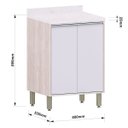 Ver imagem 4 de Balcão para Cozinha Modulada 60 Cm 2 Portas Atenas Cinza Cristal