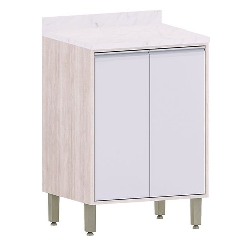 Balcão para Cozinha Modulada 60 Cm 2 Portas Atenas Cinza Cristal