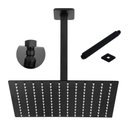 Ver imagem 1 de Chuveiro Ducha Preto Fosco 20x20 Inox Suporte Teto Quadrado Luxo Banheira Area Externa Banheiro