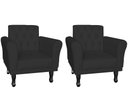 Ver imagem 1 de Kit 2 Poltronas Decorativa Classic Suede Preto Pés Madeira Ms Decor