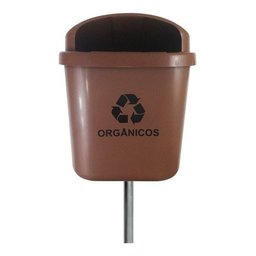 Cesto Individual Lixeira Coleta Seletiva 40 Litros Com Poste:Vermelho - 1