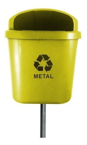 Cesto Individual Lixeira Coleta Seletiva 40 Litros Com Poste:Vermelho - 9