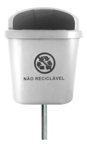 Cesto Individual Lixeira Coleta Seletiva 40 Litros Com Poste:Vermelho - 13