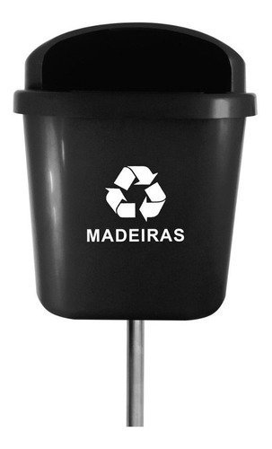 Cesto Individual Lixeira Coleta Seletiva 40 Litros Com Poste:Vermelho - 17