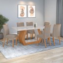 Ver imagem 1 de Conjunto Sala de Jantar Mesa Easy Tower 170x90cm Mdf/vidro com 6 Cadeira Armoni Suede Bege Amendoa/