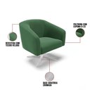 Ver imagem 3 de Poltrona Giratória Stella Veludo Base Cromada Verde