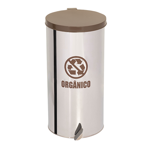 Lixeira Coleta Seletiva Pedal 95l de Aço Inox - Vermelho - 5