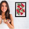 Quadro Decorativo Elegante para Cozinha - Melancia 33x24cm - com Vidro:moldura Preta - 1