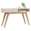 Ver imagem 3 de Aparador Ripado 1 Gaveta com Pés em Madeira Maciça 100% MDF 136cm Açaí Bege