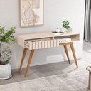 Ver imagem 4 de Aparador Ripado 1 Gaveta com Pés em Madeira Maciça 100% MDF 136cm Açaí Bege