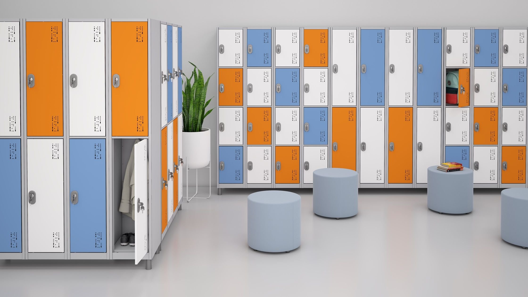 Armário Roupeiro Aço 8 Portas Academia- Locker Guarda Volume - Cinza - 4