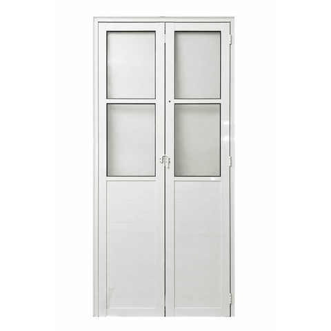 Porta de Correr Alumínio Branco Camarão Lambril com Visor Maxx