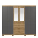 Ver imagem 3 de Guarda Roupa Casal MDF 6 Portas 4 Gavetas com Espelho Dubai Ouro Marrom/Nature/Alasca