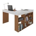 Ver imagem 2 de Escrivaninha Mesa Escritório em L Montecello 8 Nichos 115,5cm Yescasa Nogal E Branco
