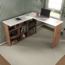 Ver imagem 1 de Escrivaninha Mesa Escritório em L 8 Nichos Montecello Yescasa