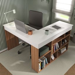 Mesa de Escritório em L 8 Nichos Montecello Yescasa - 6