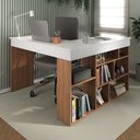Ver imagem 5 de Escrivaninha Mesa Escritório em L Montecello 8 Nichos 115,5cm Yescasa Nogal E Branco