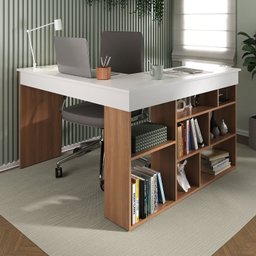 Mesa de Escritório em L 8 Nichos Montecello Yescasa - 5