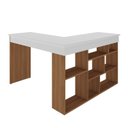 Ver imagem 4 de Escrivaninha Mesa Escritório em L Montecello 8 Nichos 115,5cm Yescasa Nogal E Branco