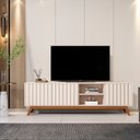 Ver imagem 4 de Rack para TV até 75 Polegadas Ripado Retrô Pés em Madeira Maciça 100% MDF 180cm Buriti Bege