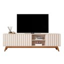 Ver imagem 5 de Rack para TV até 75 Polegadas Ripado Retrô Pés em Madeira Maciça 100% MDF 180cm Buriti Bege
