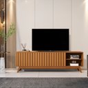 Ver imagem 1 de Rack para TV até 75 Polegadas Ripada Retrô Pés em Madeira Maciça 100% MDF 180cm Linha 2025 Nature