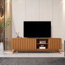 Ver imagem 4 de Rack para TV até 75 Polegadas Ripada Retrô Pés em Madeira Maciça 100% MDF 180cm Linha 2025 Nature