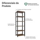 Ver imagem 5 de Armário Estante Multiuso Organizador Despensa 5 Prateleiras 59cm Rustic/preto Madesa