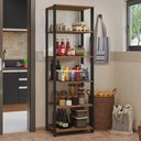 Ver imagem 1 de Armário Estante Multiuso Organizador Despensa 5 Prateleiras 59cm Rustic/preto Madesa