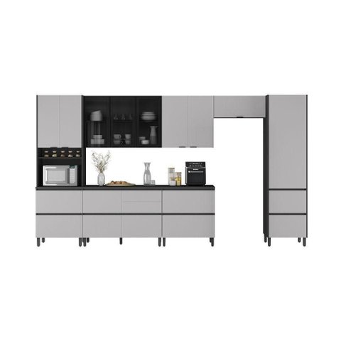 Cozinha Completa Itatiaia Lumina 410cm em Madeira Mdf Grafite-fendi