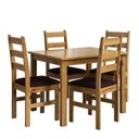 Ver imagem 3 de Conjunto Sala de Jantar Mesa 100cm e 4 Cadeiras Estofadas 100% Madeira Maciça Serena Nogueira/Ambar