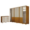 Ver imagem 1 de Guarda Roupa Casal Urban 6 Portas com Espelho com Cômoda San Marino 8 Gavetas Cinamomo Off White – L