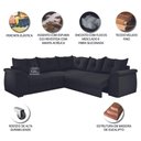 Ver imagem 2 de Sofá de Canto 5 Lugares Retrátil Qatar Suede Preto Preto