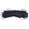 Sofá de Canto 5 Lugares Retrátil Qatar Suede Preto Preto - 3
