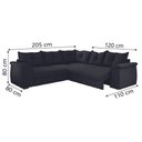 Ver imagem 3 de Sofá de Canto 5 Lugares Retrátil Qatar Suede Preto Preto