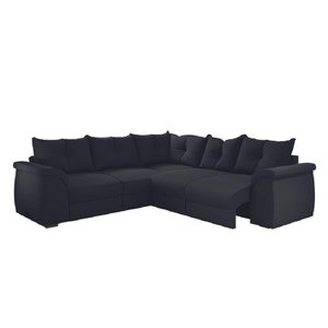Sofá de Canto 5 Lugares Retrátil Qatar Suede Preto Preto