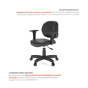 Ver imagem 4 de Cadeira de Escritório Ergonômica Giratória e Regulável com Braços NR17 Internauta em Couríssimo Preto