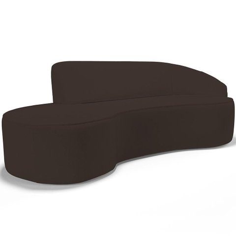 Sofá 3 Lugares Curvo Living Firenze Direito D02 Corano Marrom 210cm C-34 - Lyam