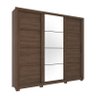 Guarda Roupa Viseu 3 Portas de Correr com Espelho Castanho - Móveis Henn - 1
