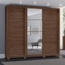 Guarda Roupa Viseu 3 Portas de Correr com Espelho Castanho - Móveis Henn - 2