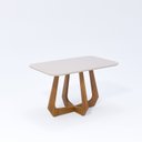 Ver imagem 2 de Mesa Bromélia 78cm x 80cm x 130cm Tampo em MDF Marrom/Madeira/Off White