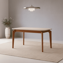 Ver imagem 1 de Mesa Ficus 77cm x 80cm x 130cm Tampo em MDF Marrom/Madeira/Off White