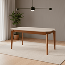 Ver imagem 1 de Mesa Ficus 77cm x 80cm x 160cm Tampo em MDF Marrom/Madeira/Off White