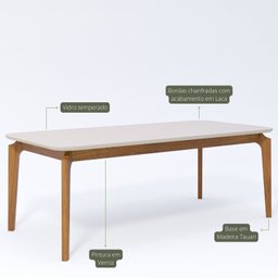 Mesa Ficus 77cm X 100cm X 210cm Tampo em Mdf - 3