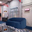 Ver imagem 2 de Sofá Curvo Montserrat 150cm 2 Lugares Veludo Azul Clássico - Nexta Casa