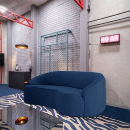 Sofá Curvo Montserrat 150cm 2 Lugares Veludo Azul Clássico - Nexta Casa - 2